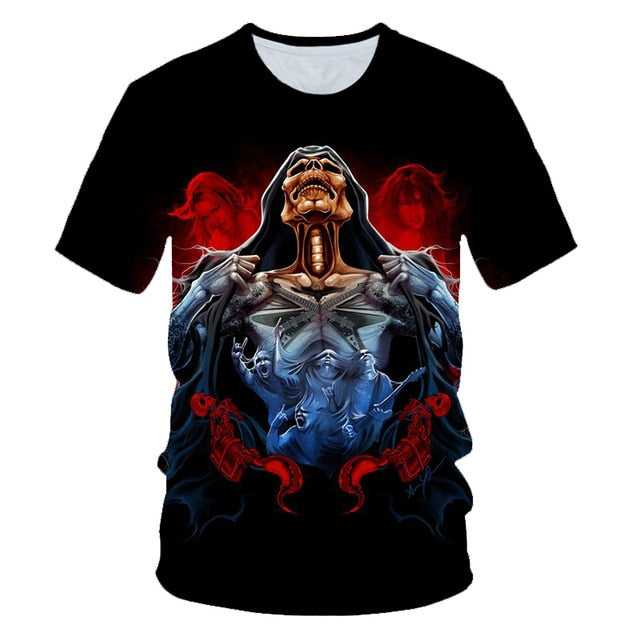 Skull Beauty Rock Cool 3D t shirts Mens Motorcycle Punk 3D Printed T shirt Men Clothes tshirt-15