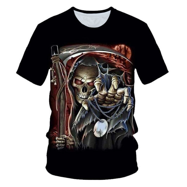 Skull Beauty Rock Cool 3D t shirts Mens Motorcycle Punk 3D Printed T shirt Men Clothes tshirt-10