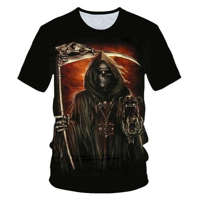 Skull Beauty Rock Cool 3D t shirts Mens Motorcycle Punk 3D Printed T shirt Men Clothes tshirt-9