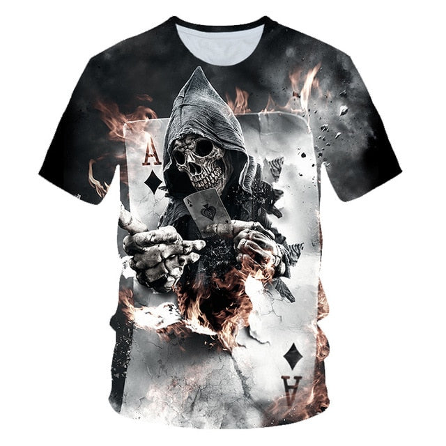 Skull Beauty Rock Cool 3D t shirts Mens Motorcycle Punk 3D Printed T shirt Men Clothes tshirt-11