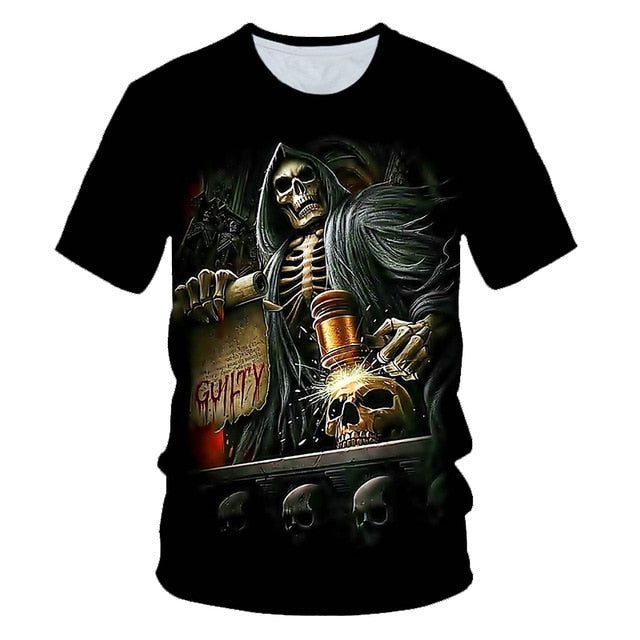 Skull Beauty Rock Cool 3D t shirts Mens Motorcycle Punk 3D Printed T shirt Men Clothes tshirt-12