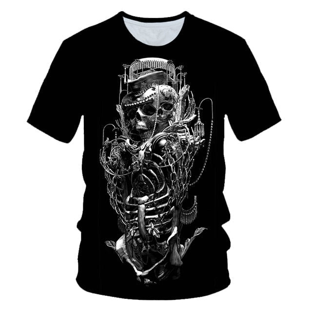 Skull Beauty Rock Cool 3D t shirts Mens Motorcycle Punk 3D Printed T shirt Men Clothes tshirt-5