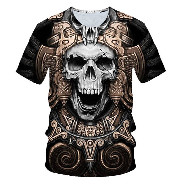 Skull Beauty Rock Cool 3D t shirts Mens Motorcycle Punk 3D Printed T shirt Men Clothes tshirt-7