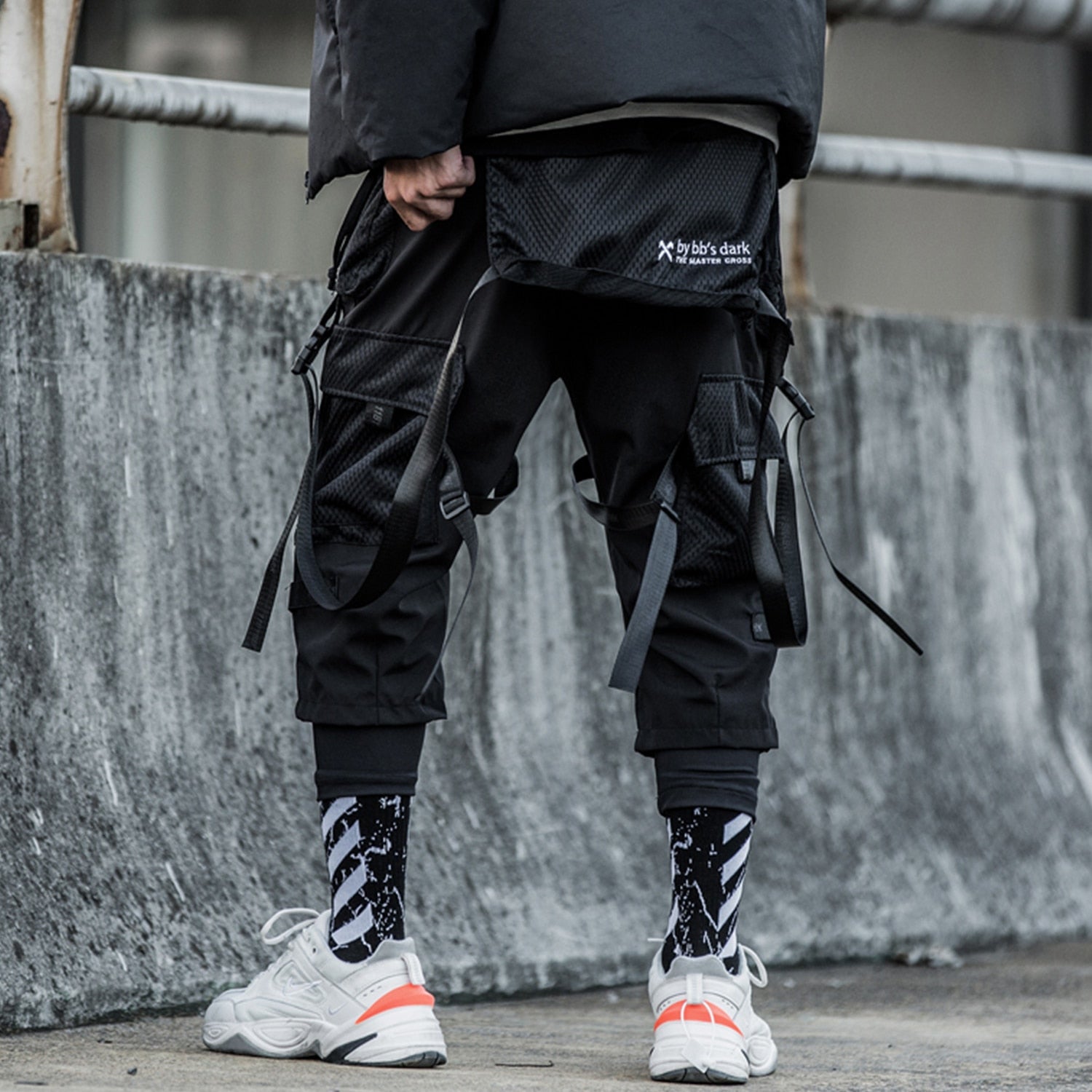 Ribbons Multi Pockets Cargo Pants Men Harajuku Casual Track Trouser Hip Hop Streetwear Techwear Pants Joggers Men-4