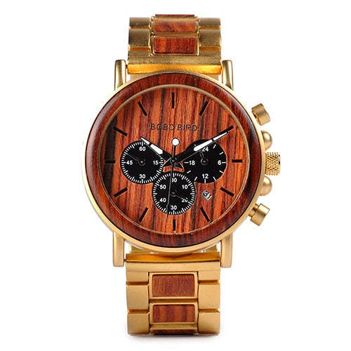 Wooden Men Watch Relogio Masculino Top Brand Luxury Chronograph Date Display Stop Watches erkek kol saati Great Gifts-0