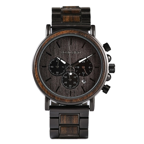 Wooden Men Watch Relogio Masculino Top Brand Luxury Chronograph Date Display Stop Watches erkek kol saati Great Gifts-5