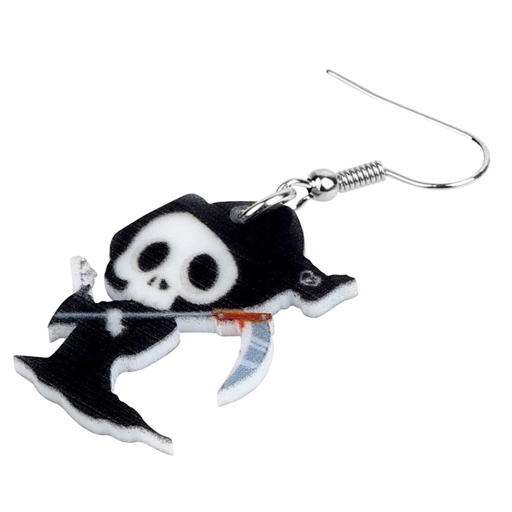 Acrylic Halloween Anime Death Skull Reaper Earrings Drop Dangle Festival Decorations For Lady Girls Teens  Charm Gift-2