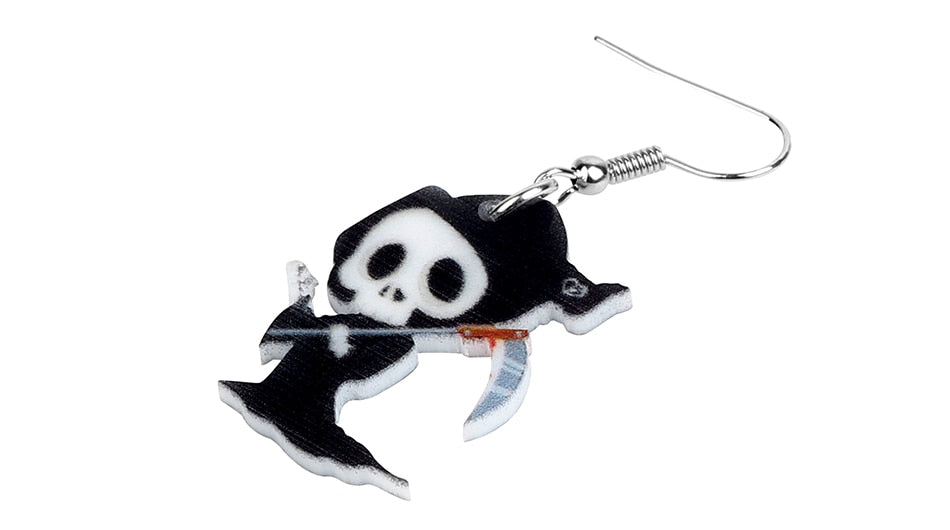 Acrylic Halloween Anime Death Skull Reaper Earrings Drop Dangle Festival Decorations For Lady Girls Teens  Charm Gift-1