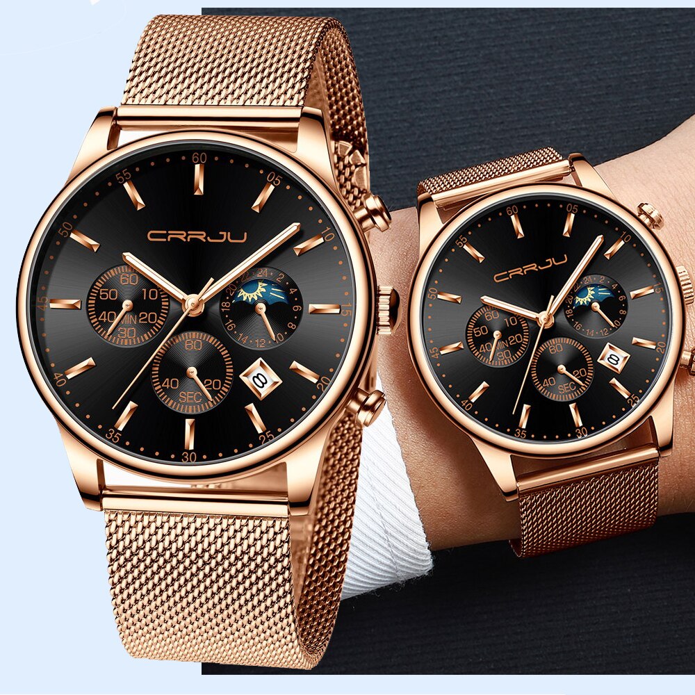 Top Luxury Men Multifunction Watches Waterproof Business Casual Quartz Date Wrist Watch Male Mesh Strap Clock-3