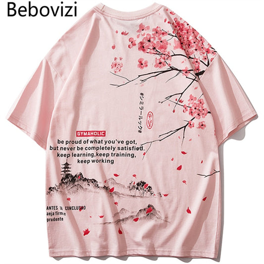 Japanese Geisha Tshirt Streetwear Short Sleeve T Shirt Japan Cotton Tops Tees Men Harajuku Hip Hop T-Shirt-0