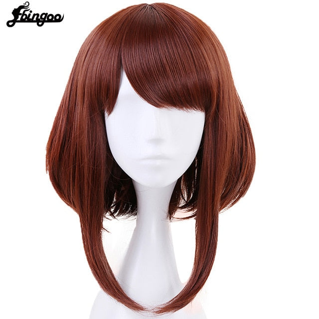 My Hero Academia OCHACO URARAKA Auburn Brown Short Straight Bob Synthetic Cosplay Wig Role Play Halloween Costume парик-4