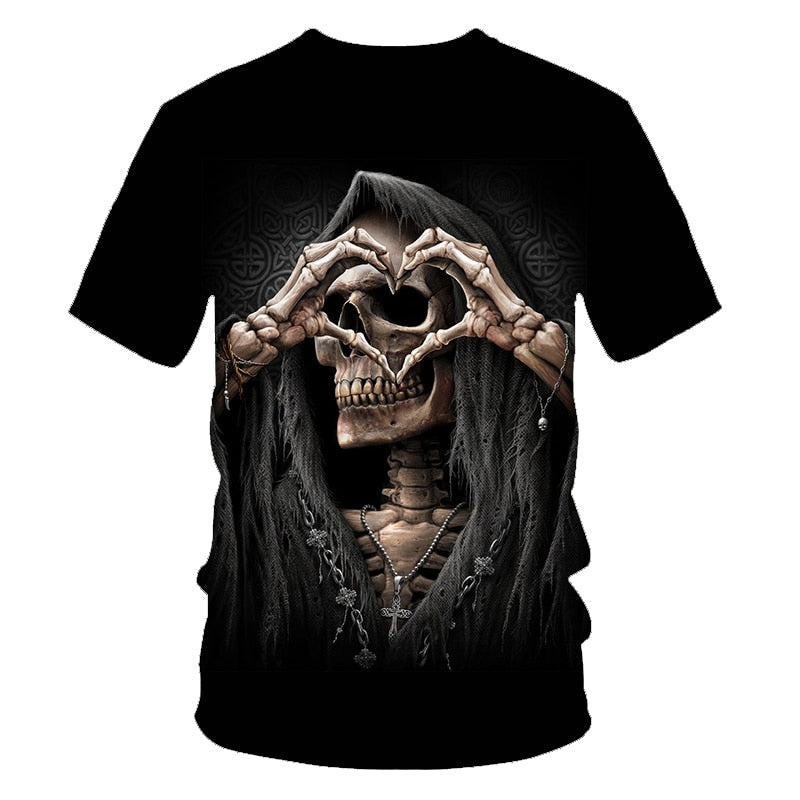 Skull Beauty Rock Cool 3D t shirts Mens Motorcycle Punk 3D Printed T shirt Men Clothes tshirt-4