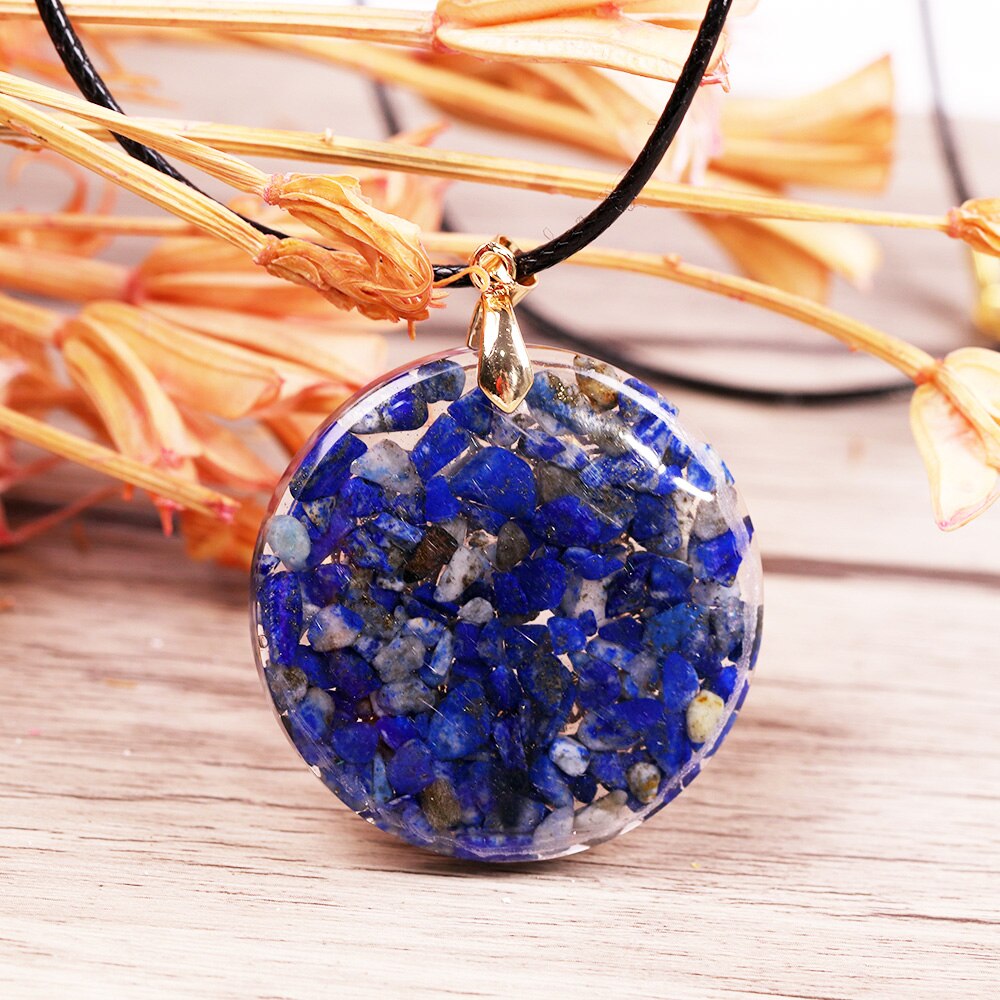 Energy Orgonite Necklace Lapis Lazuli Pendant Healing Emotional Wound Meditation Yoga Jewelry-1