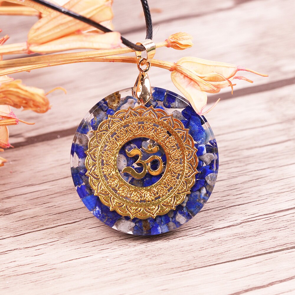 Energy Orgonite Necklace Lapis Lazuli Pendant Healing Emotional Wound Meditation Yoga Jewelry-3