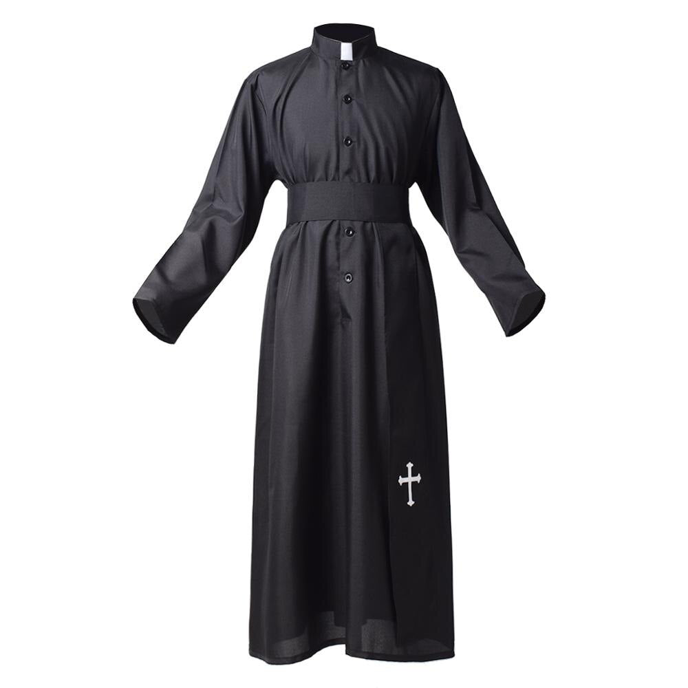 Priest Robe Black Halloween Party Cosplay Costume-0