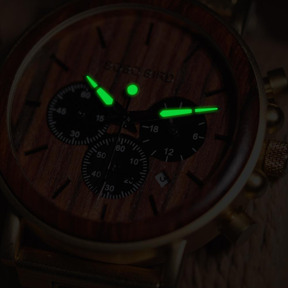 Wooden Men Watch Relogio Masculino Top Brand Luxury Chronograph Date Display Stop Watches erkek kol saati Great Gifts-2