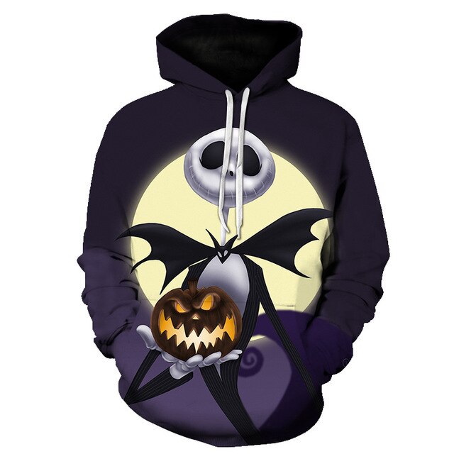 Male Sweatshirt Pumpkin King Jack Skellington Evil Smile Pattern Spring Men Hoodies Cool Streetwear Halloween Party-6