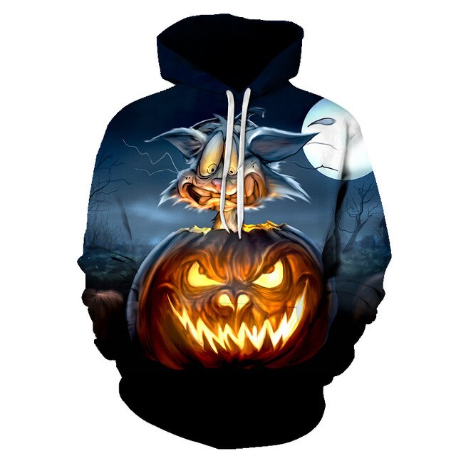 Male Sweatshirt Pumpkin King Jack Skellington Evil Smile Pattern Spring Men Hoodies Cool Streetwear Halloween Party-7