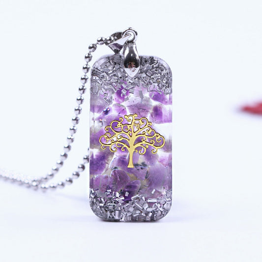 Natural Amethystine Necklace Orgonite Pendant Life Of Tree Energy Necklace Yoga Jewelry-0