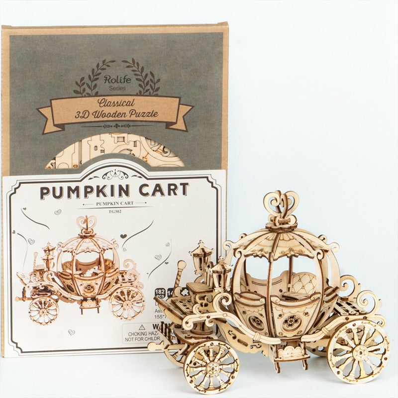 DIY 3D Gramophone Box, Pumpkin Cart Wooden Puzzle Game -36