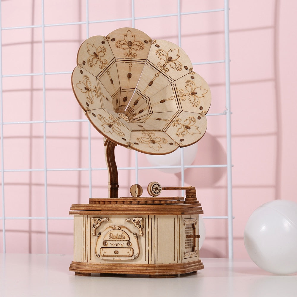 DIY 3D Gramophone Box, Pumpkin Cart Wooden Puzzle Game -31