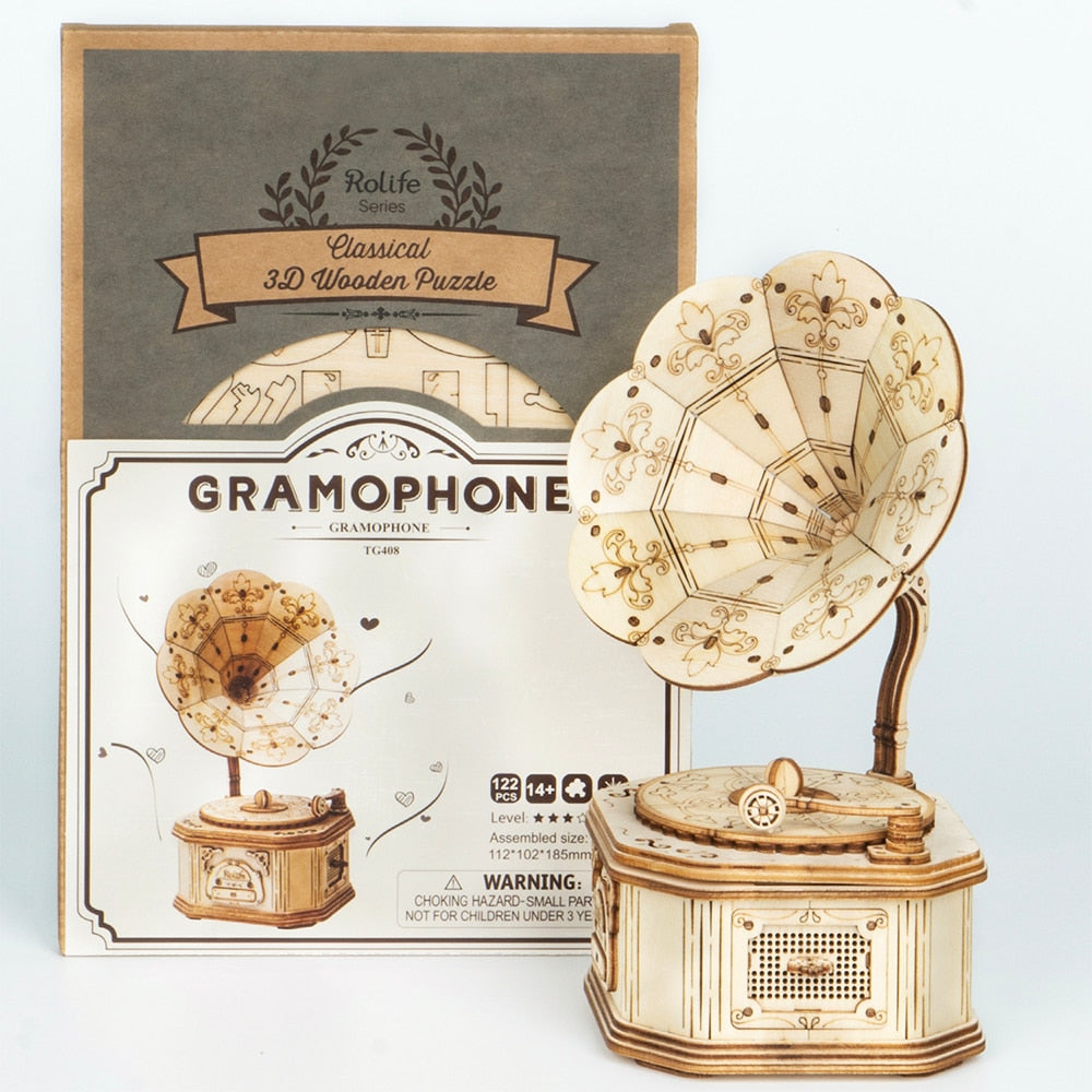 DIY 3D Gramophone Box, Pumpkin Cart Wooden Puzzle Game -34