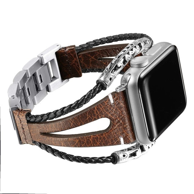 Leather loop Band For Apple Watch Series 6 5 4 3 SE -6