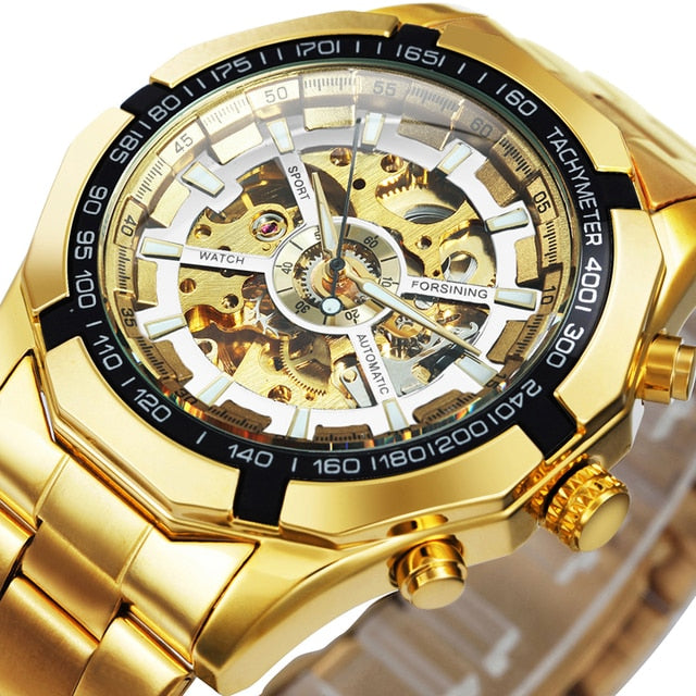 Watch Men Skeleton Automatic Mechanical Watch Gold Skeleton Vintage Man Watch Mens Watches-13