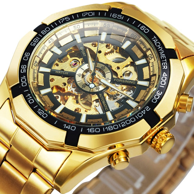 Watch Men Skeleton Automatic Mechanical Watch Gold Skeleton Vintage Man Watch Mens Watches-5