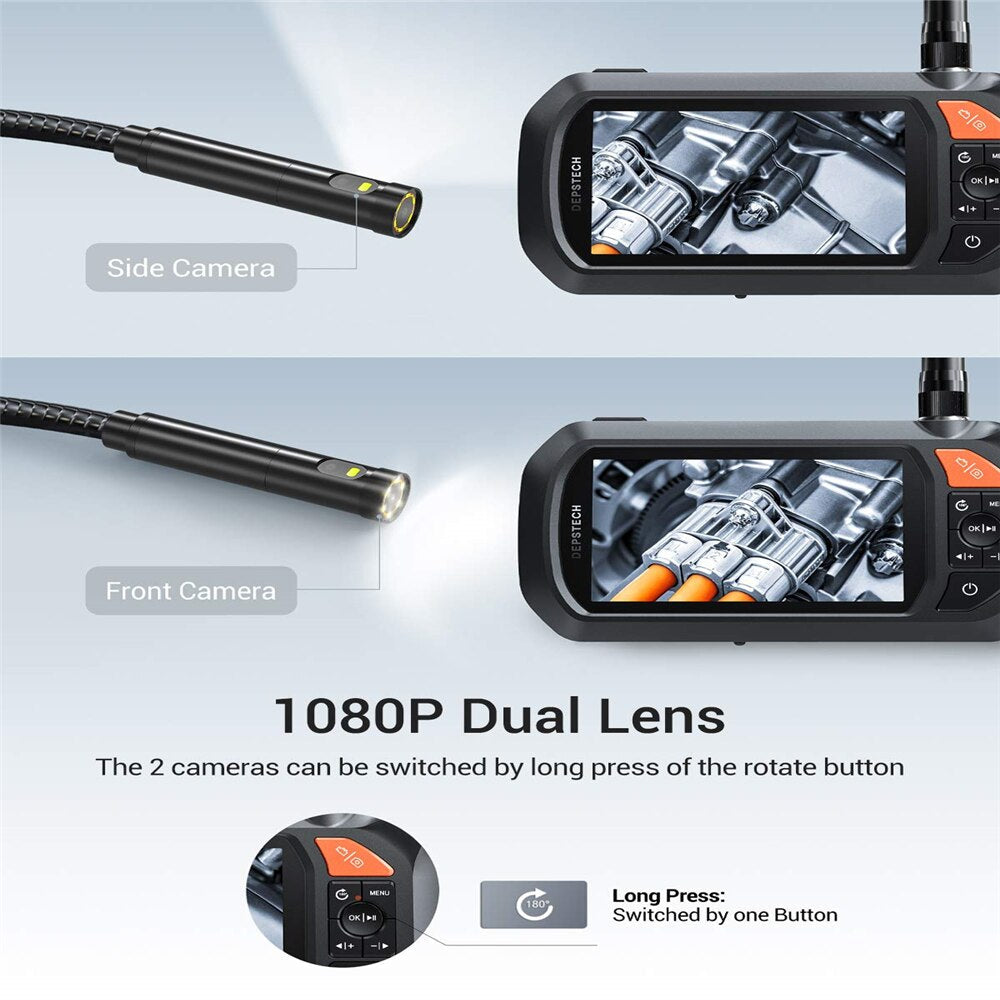 Industrial Borescope 1080P Dual Lens 4.3in IPS Screen Endoscope with 7 Adjustable LED and 4 External LED Fill Lights-3