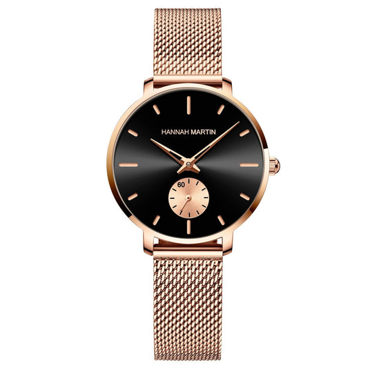 Japan Small Seconds Dial Quartz Movement Fashion Watch Waterproof Simple Women Gold Mesh Belt Top Brand Ladies Watches-0