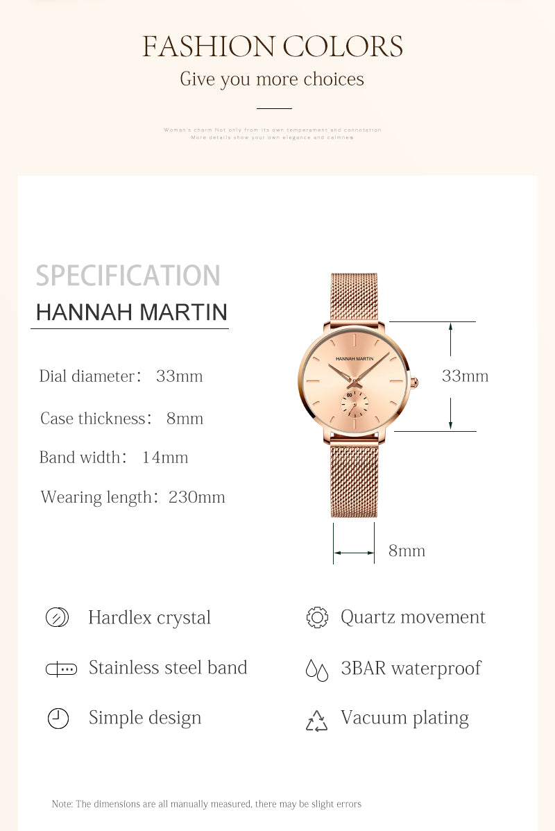 Japan Small Seconds Dial Quartz Movement Fashion Watch Waterproof Simple Women Gold Mesh Belt Top Brand Ladies Watches-17