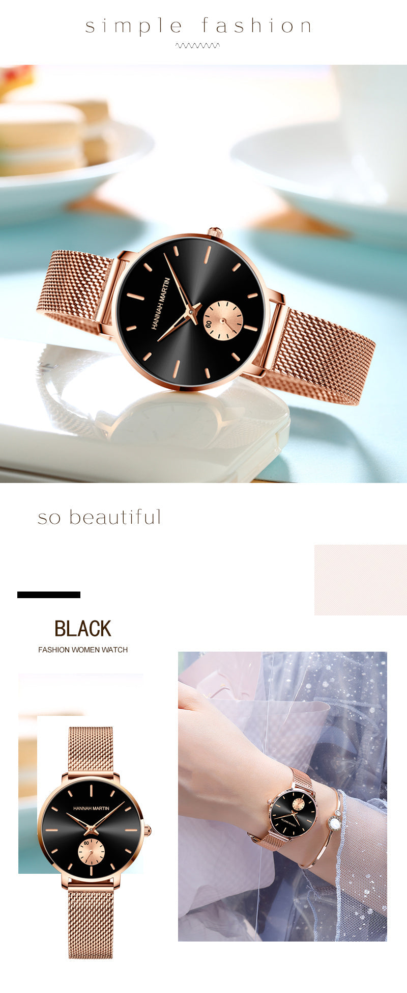 Japan Small Seconds Dial Quartz Movement Fashion Watch Waterproof Simple Women Gold Mesh Belt Top Brand Ladies Watches-6