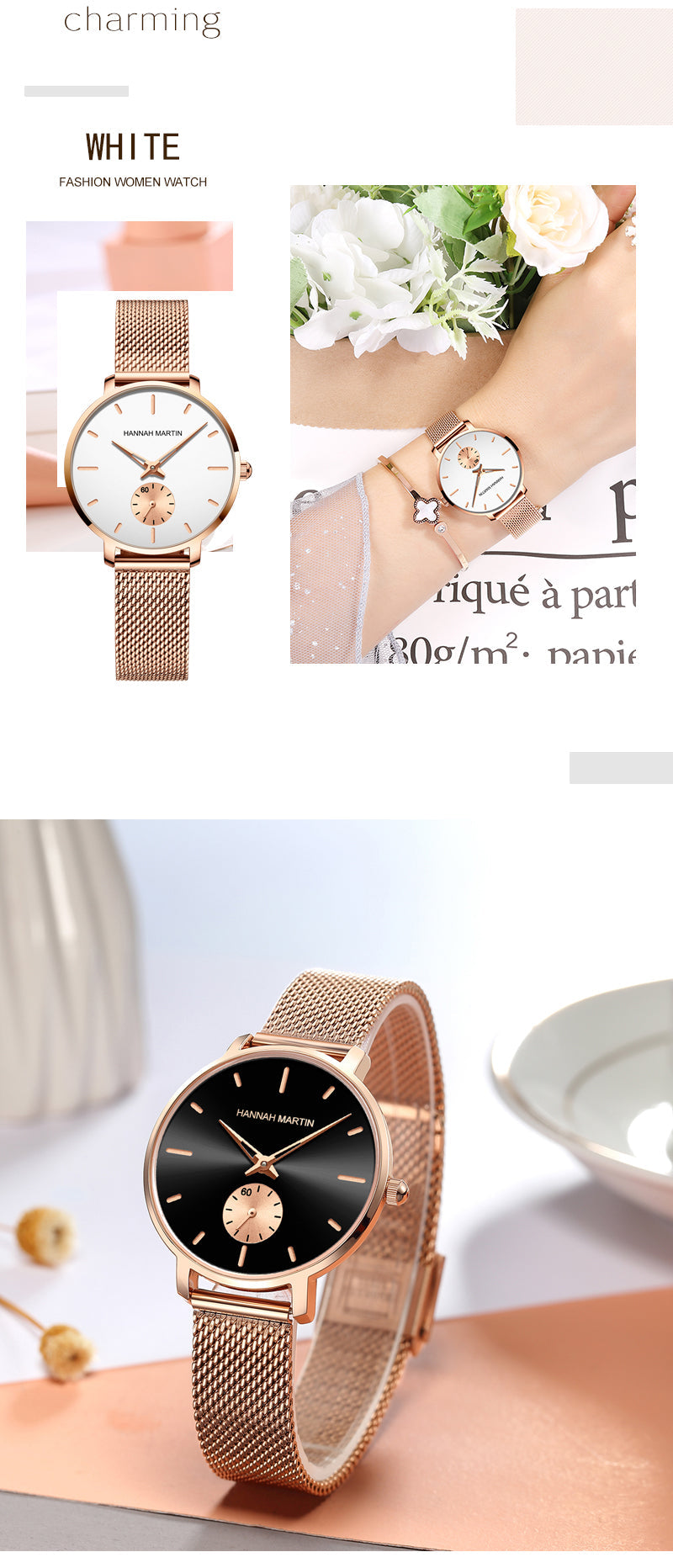 Japan Small Seconds Dial Quartz Movement Fashion Watch Waterproof Simple Women Gold Mesh Belt Top Brand Ladies Watches-13