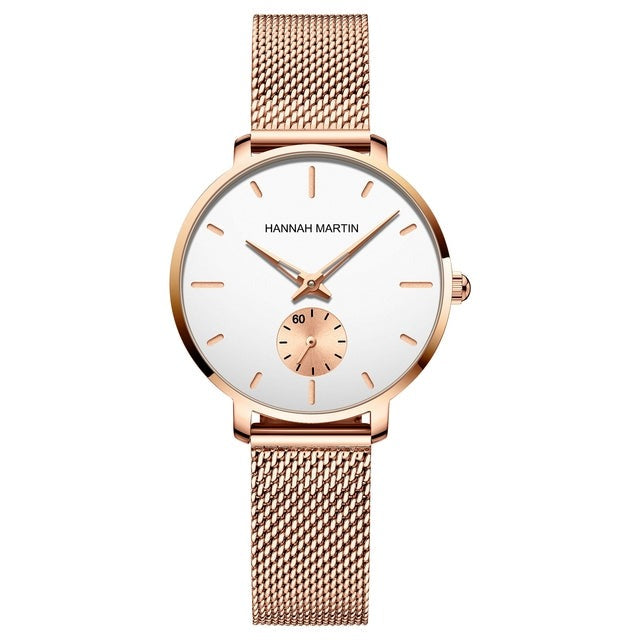 Japan Small Seconds Dial Quartz Movement Fashion Watch Waterproof Simple Women Gold Mesh Belt Top Brand Ladies Watches-5