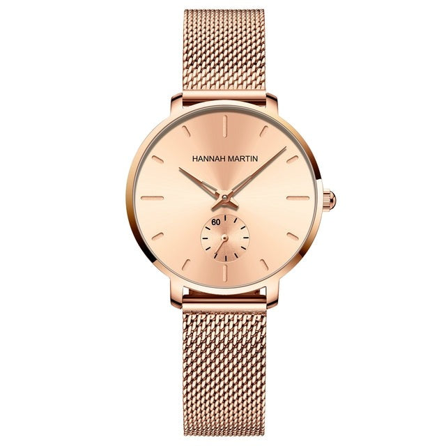 Japan Small Seconds Dial Quartz Movement Fashion Watch Waterproof Simple Women Gold Mesh Belt Top Brand Ladies Watches-3