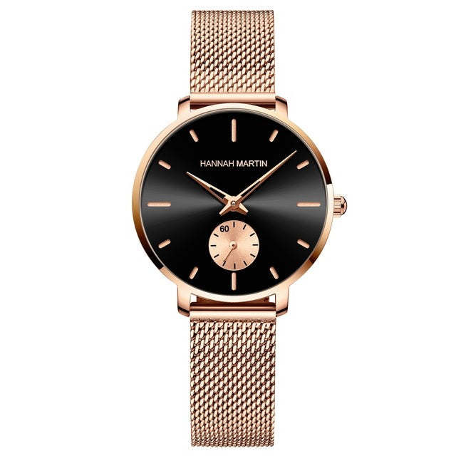 Japan Small Seconds Dial Quartz Movement Fashion Watch Waterproof Simple Women Gold Mesh Belt Top Brand Ladies Watches-1