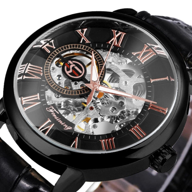 Mechanical Man Gold Watch Mens Watches Top Brand Luxury Clock Male Skeleton Leather 3d Hollow Engraving-1