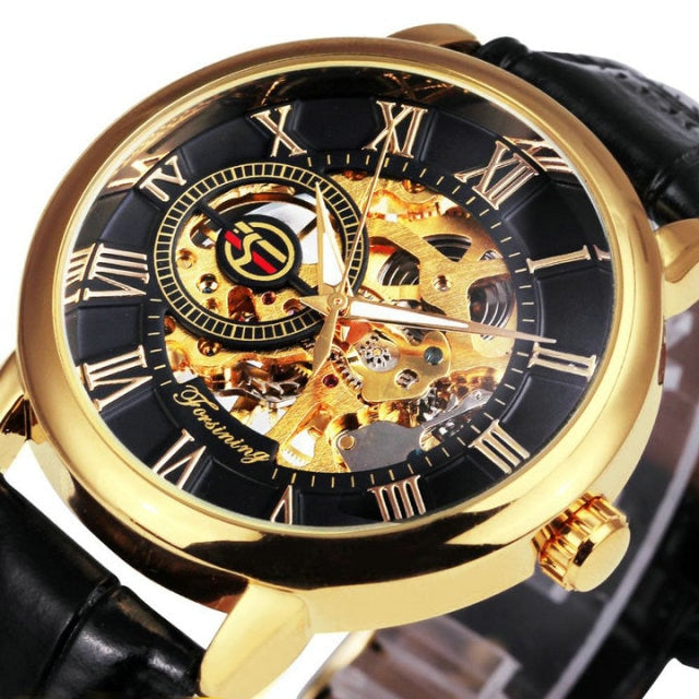 Mechanical Man Gold Watch Mens Watches Top Brand Luxury Clock Male Skeleton Leather 3d Hollow Engraving-4