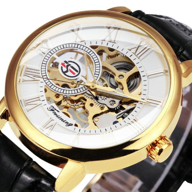 Mechanical Man Gold Watch Mens Watches Top Brand Luxury Clock Male Skeleton Leather 3d Hollow Engraving-5