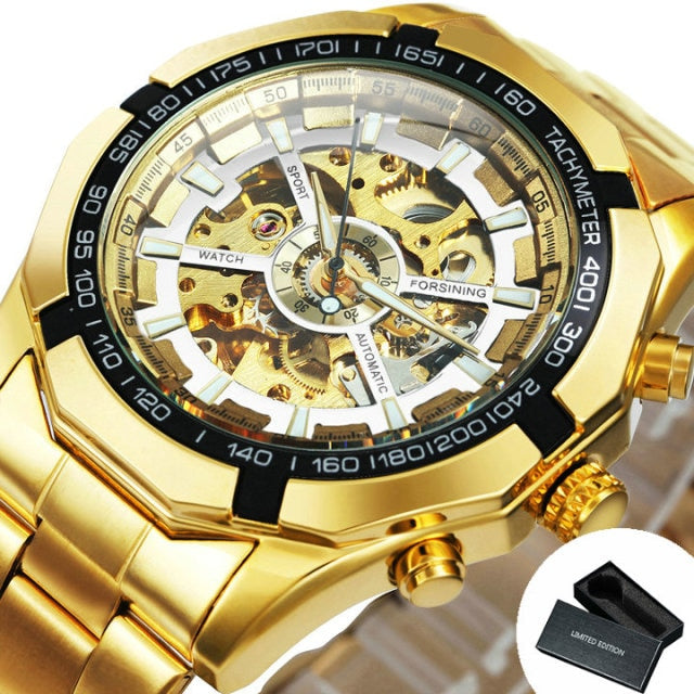 Watch Men Skeleton Automatic Mechanical Watch Gold Skeleton Vintage Man Watch Mens Watches-16