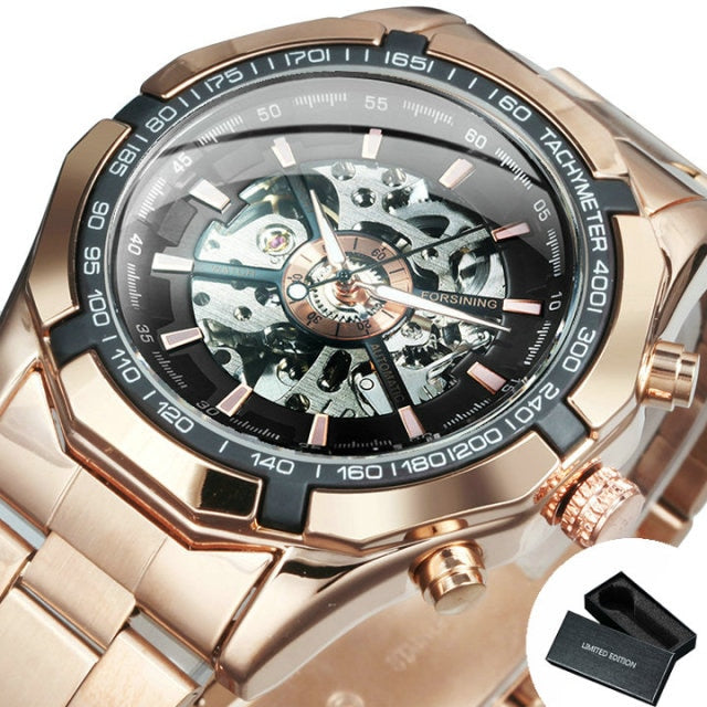 Watch Men Skeleton Automatic Mechanical Watch Gold Skeleton Vintage Man Watch Mens Watches-8