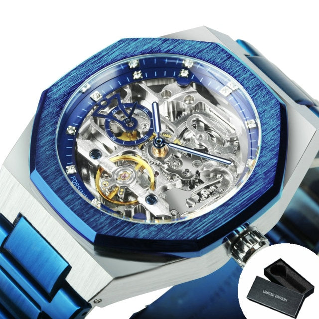 Tourbillion Mechanical Watch for Men Automatic Steel Strap Skeleton Mens Watches Top Brand Luxury-12