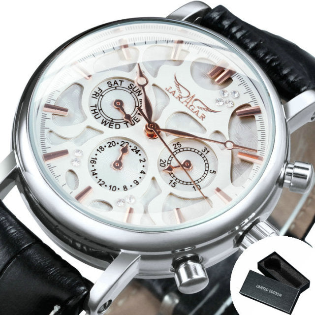 Men's Watches Top Brand Luxury 3 Sub-dials 6 Hands Leather Strap Fashion Gift-10