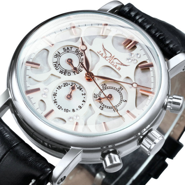 Men's Watches Top Brand Luxury 3 Sub-dials 6 Hands Leather Strap Fashion Gift-3