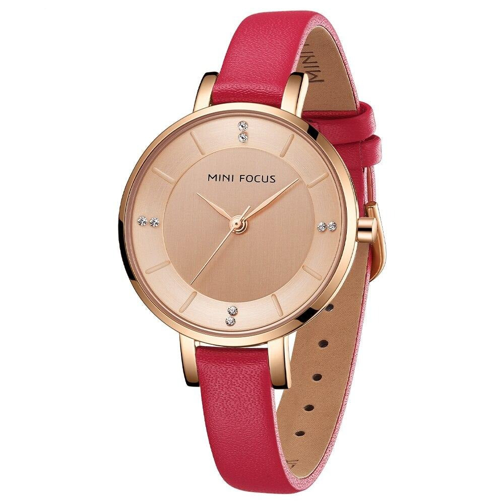 Ladies Watch Women's Watches Women Fashion Watch Top Brand Luxury Rose Red Golden Big Dial Minimalist-0