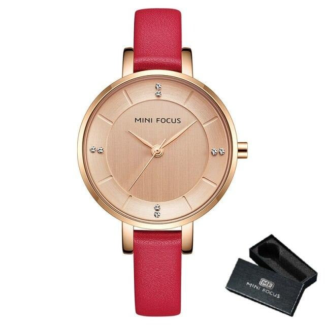 Ladies Watch Women's Watches Women Fashion Watch Top Brand Luxury Rose Red Golden Big Dial Minimalist-1