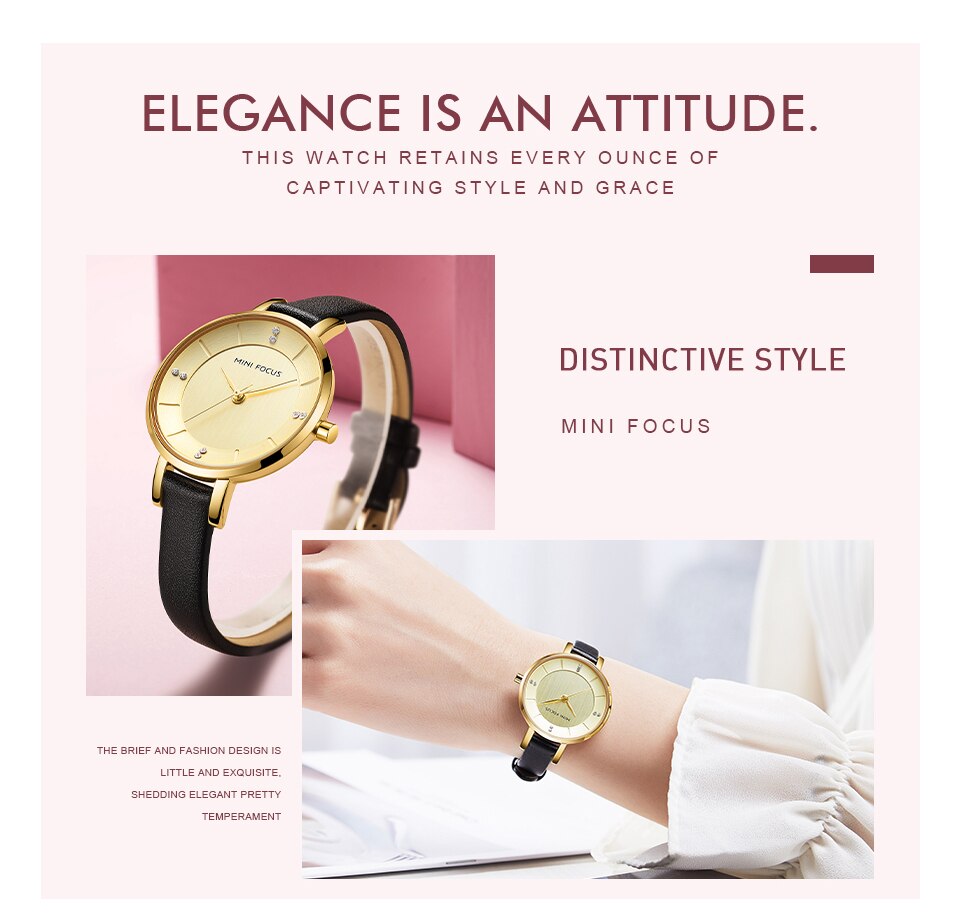 Ladies Watch Women's Watches Women Fashion Watch Top Brand Luxury Rose Red Golden Big Dial Minimalist-9