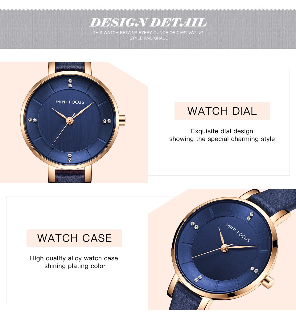 Ladies Watch Women's Watches Women Fashion Watch Top Brand Luxury Rose Red Golden Big Dial Minimalist-13