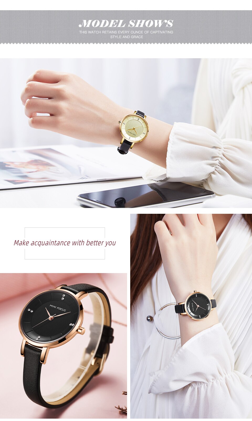 Ladies Watch Women's Watches Women Fashion Watch Top Brand Luxury Rose Red Golden Big Dial Minimalist-11